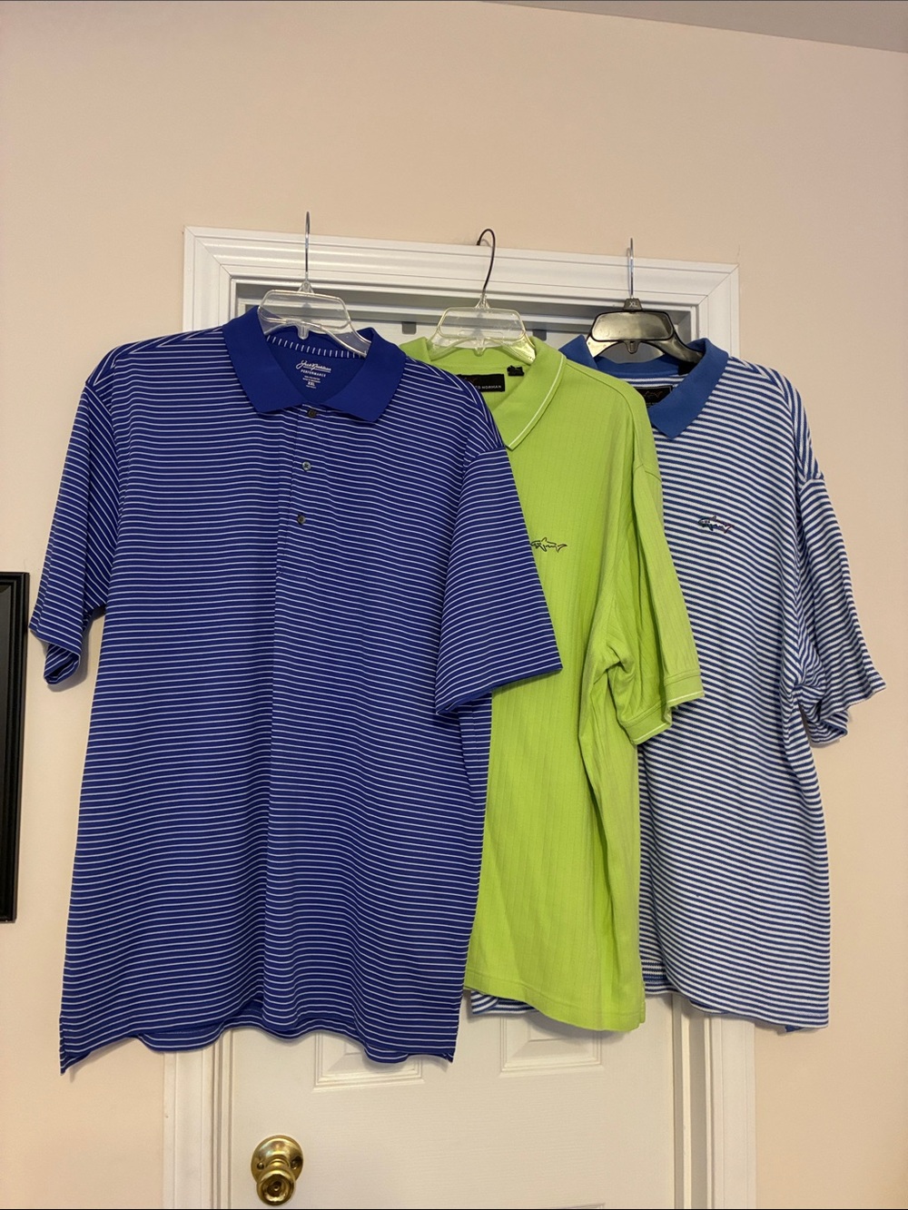 Lot‎ of 3 Greg Norman/Jack Nicklaus Blue & Lime Men's Striped Polo